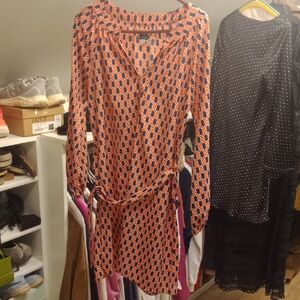 Mud Pie Orange and Blue Long Sleeve Dress